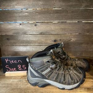 Mens Keen Utility Flint Steel Toe Brown Leather Hiking‎ Boots Shoes Size 8.5 D